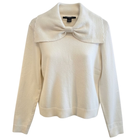 French Connection Sweaters - French Connection Ivory Bow Collar Sweater XS NWT Knit Pullover